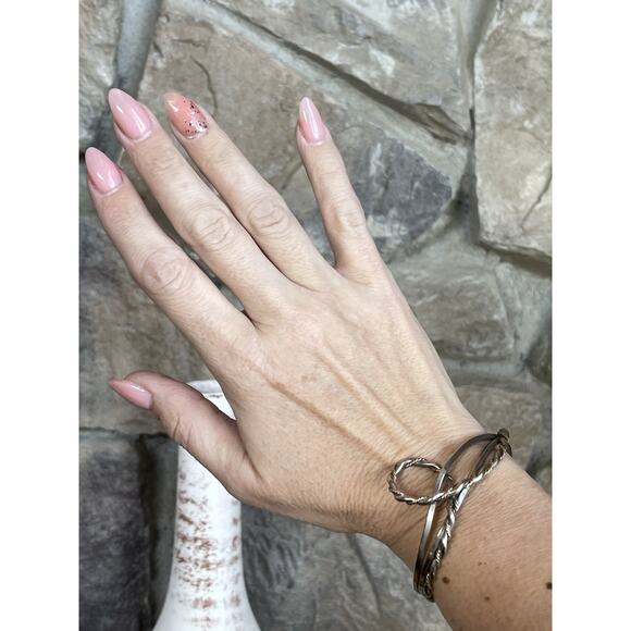 Twisted Wire Cuff Bracelet Silver Tone Two Tone Abstract Southwestern Style Loop - Picture 4 of 10